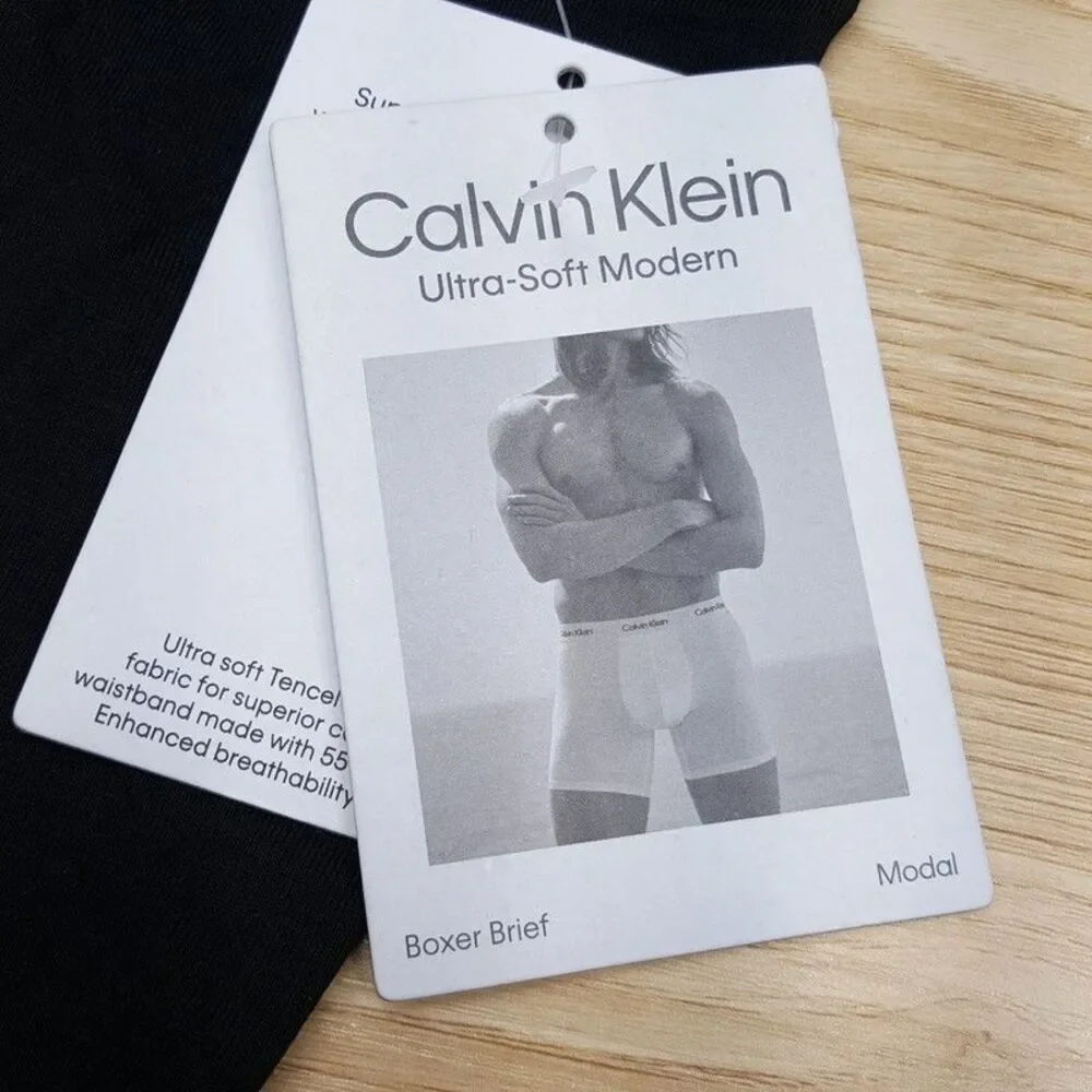 CALVIN KLEIN Boxer Brief Mens Small Solid Black Ultra Soft Modern Modal